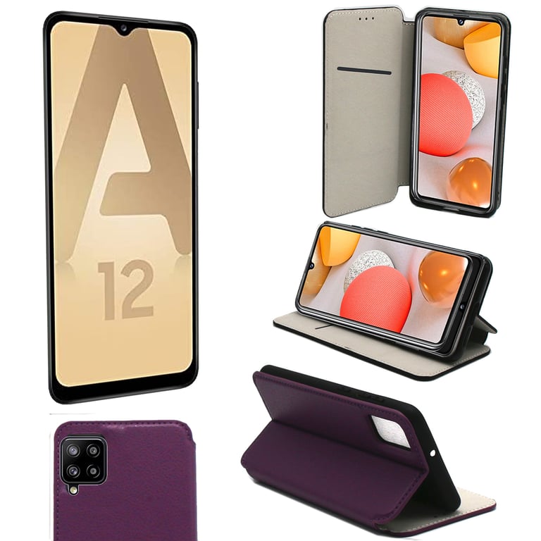 Samsung Galaxy A12 Etui / Housse pochette protection violet