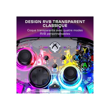 Manette filaire TURTLE BEACH Afterglow RGB Xbox et PC coque transparente USB-C USB 3 m sticks Hall effect double vibration LED multizone