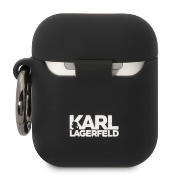 Coque Silicone AirPods 1/2 Karl Head 3D Luxe Antichoc Noir