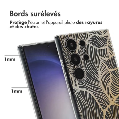 imoshion Coque Design pour Samsung Galaxy S24 Ultra - Golden Leaves Transparent