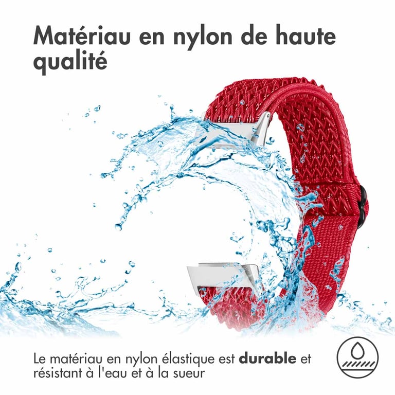 imoshion Bracelet en nylon élastique pour Fitbit Charge 5 - Rouge - Neuf