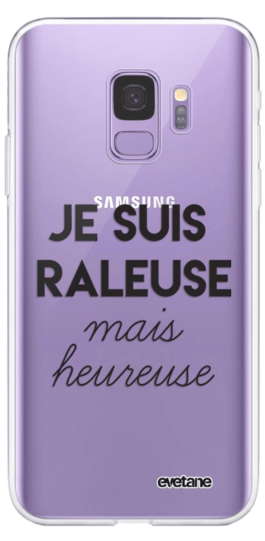 Evetane Coque Samsung Galaxy S9 silicone transparente Motif Raleuse Mais Heureuse ultra resistant