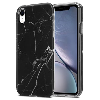 Coque pour Apple iPhone XR en Marbre Noir Blanc No. 22 Housse de protection Étui en silicone TPU avec motif mosaïque