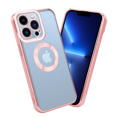 Coque pour Apple iPhone 13 PRO en Transparent - Rose Housse de protection Étui en silicone TPU flexible avec application Chrome