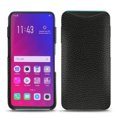 Coque cuir Oppo Find X -  - Noir - Cuir grainé