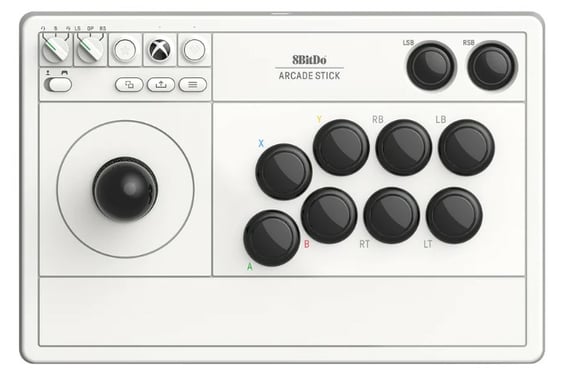 8Bitdo Arcade Stick Noir, Blanc RF/USB Joystick Analogique/Numérique PC, Xbox One, Xbox One S, Xbox One X, Xbox Series S, Xbox Series X