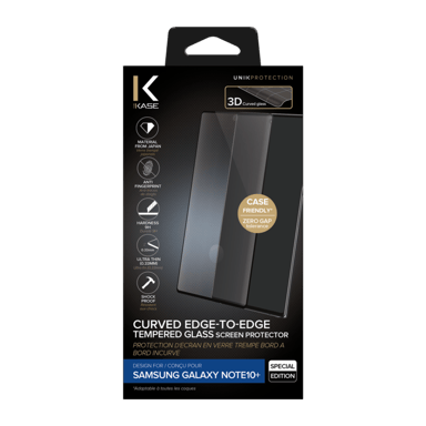 (Edición especial) Protector de pantalla de cristal templado de borde a borde para Samsung Galaxy Note10+, Negro