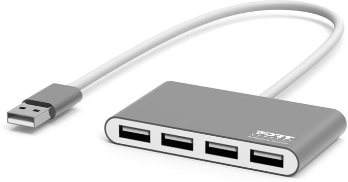 USB A 2.0 a 4 puertos USB A 2.0 Hub Puerto gris