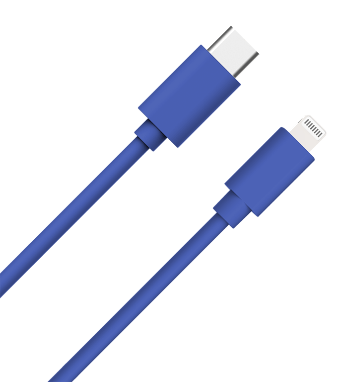 Câble USB C / Lightning 3A 1m PD 60W Bleu WOW - WOW