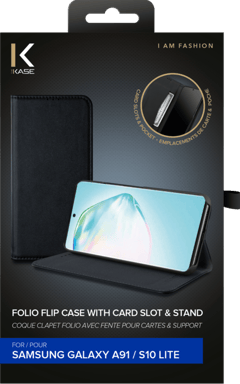 Folio a conchiglia con slot per schede e supporto per Samsung Galaxy S10 Lite, nero