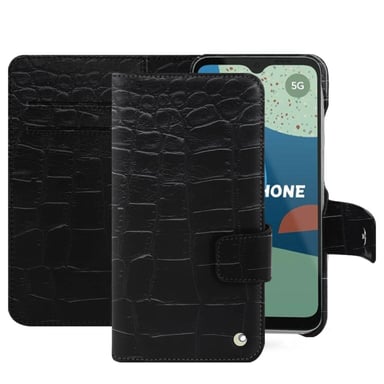 Housse cuir Fairphone 4 - Rabat portefeuille - Noir - Cuirs spéciaux