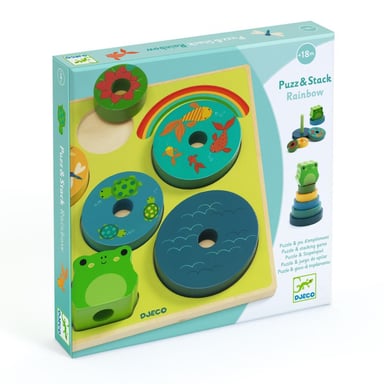 Puzzle de madera Rainbow Puzz & Stack - Juego educativo de apilar