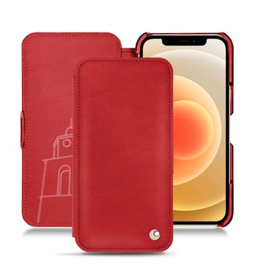 Housse cuir Apple iPhone 12 - Rabat horizontal - Rouge - Cuir lisse premium
