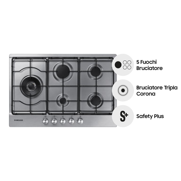 Table De Cuisson Gaz SAMSUNG NA75M3130AS - 5 Foyers - Acier Inox - 11800W - vue 7