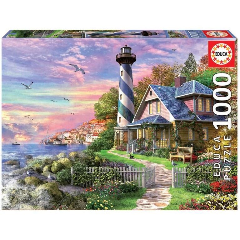 Puzzle 1000 pièces Educa Passion Paysage et Nature Phare à Rock Bay Vert Multicolore, colle Fix Puzzle® incluse, intérieur 12+ - Neuf
