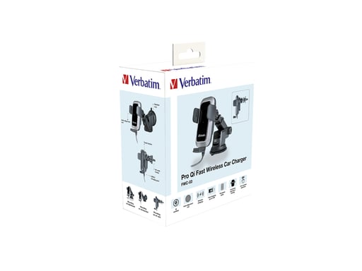 Verbatim FWC-03 Pro Qi Fast Wireless Autoladegerät retail Smartphone Negro USB Cargador inalámbrico Auto