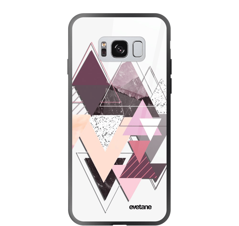 Evetane Coque en verre trempé Samsung Galaxy S8 Triangles Design