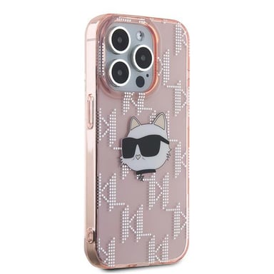 Custodia Karl Lagerfeld per iPhone 15 Pro 6.1'' rosa Custodia rigida IML Choupette Head & Monogram