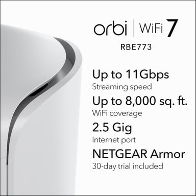 NETGEAR Orbi 770 Tribanda (2.4 GHz / 5 GHz / 6 GHz) Wi-Fi 7 (802.11be) Blanco 7 Interno