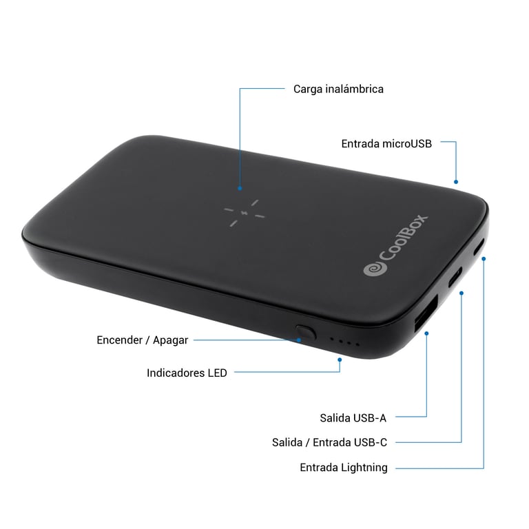 CoolBox COO PB10KW BK1 banque d'alimentation électrique 10000 mAh Recharge sans fil Neuf