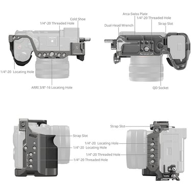 SMALLRIG HawkLock Kit cage à dégagement rapide avec poignée en silicone pour Sony Alpha 7C II / 7CR 5198