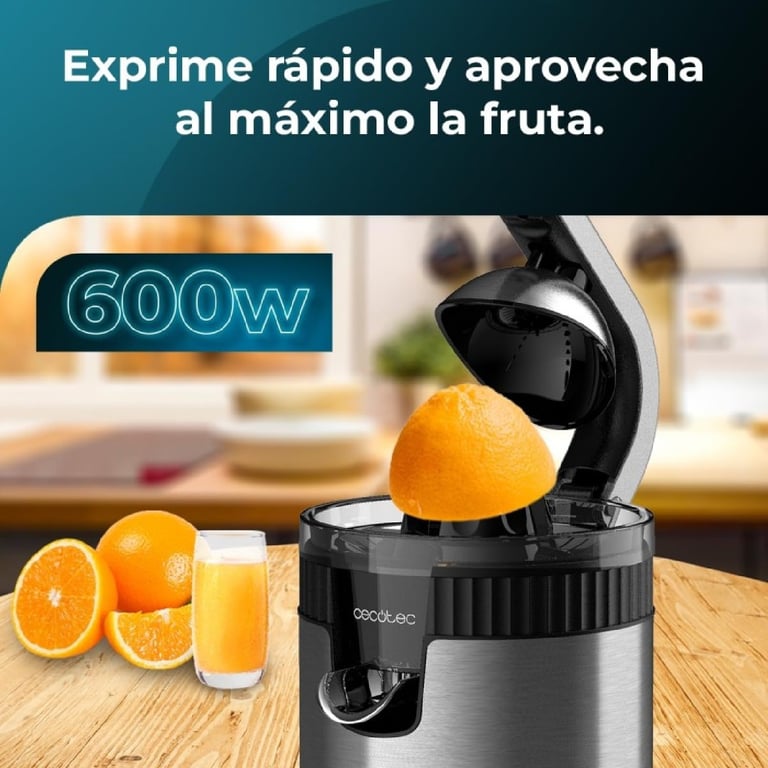 Cecotec Presse agrumes électrique à bras pour oranges et agrumes Xqueeze RetroJuice 600 Steel. Style rétro filtre en acier inox cône plastique levier pour extraire la pulpe Anti gouttes - vue 3