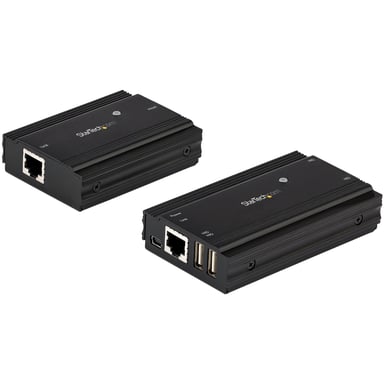 StarTech.com Hub Concentrador Extensor USB 2.0 de 4 Puertos por un Solo Cable Ethernet CAT5e/CAT6 RJ45 - 100m - Juego de Alargador USB - Caja de Metal - Alimentación Externa - 480 Mbps
