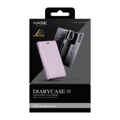 Diarycase 2.0 Custodia a conchiglia in vera pelle con supporto magnetico per Apple iPhone 14 Plus, Mauve Lilac