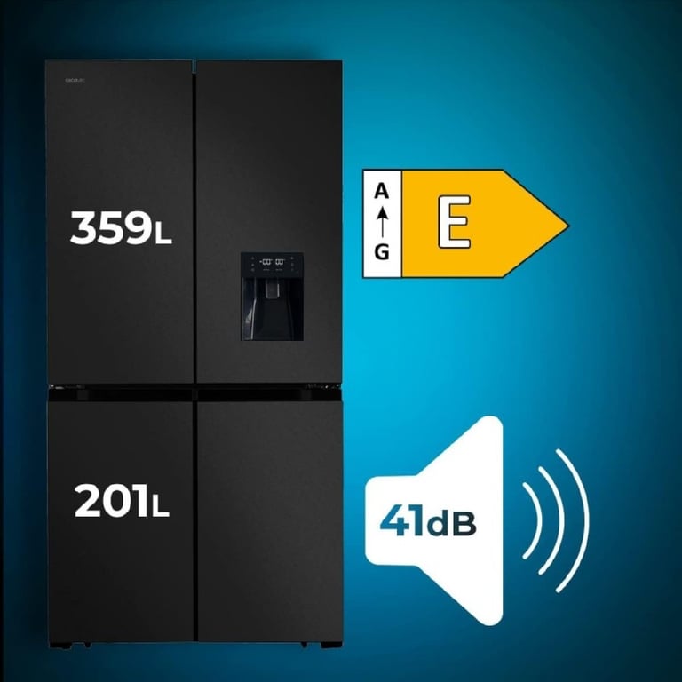 Cecotec Réfrigérateur Américain 4 Portes de 564 Bolero CoolMarket 4D 564 E. 183 cm de Hauteur 91 cm de Largeur Distributeur d'Eau Moteur Inverter Plus NoFrost Total - vue 2