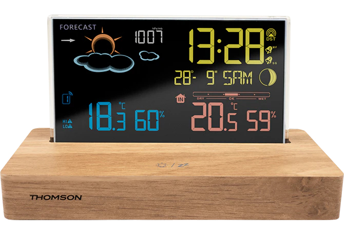 Thomson CT610 station météo numérique Bois LCD AC/Batterie - Neuf