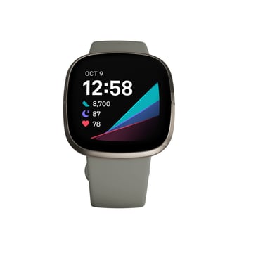 Fitbit Versa Sense Sage Grey Silver AMOLED Digital Pantalla táctil Gris Wifi GPS (satélite)