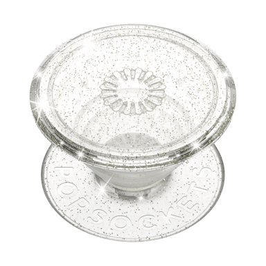 Support PopGrip Adhésif Stand et Selfie Glitter Clear Argent Popsockets