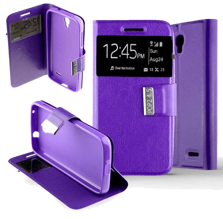 Etui Folio compatible Violet Alcatel One Touch Pop 2 4.5