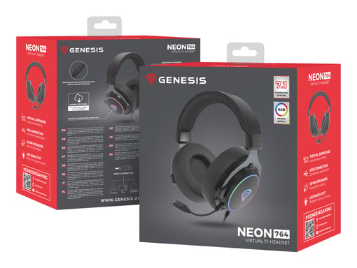 GENESIS Neon 764 Casque Avec fil Arceau Gaming USB Type-A Noir