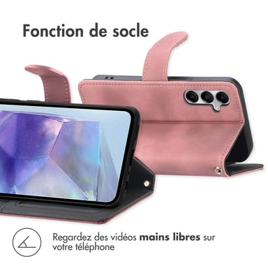 imoshion Etui de télephone portefeuille avec cordon pour Samsung Galaxy A55 - Rose