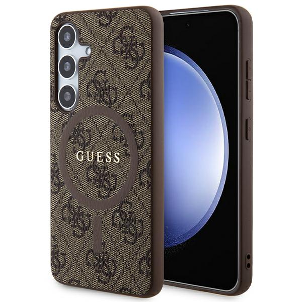 Guess 4G Collection Cuir Métal Logo MagSafe Coque Samsung Galaxy S24