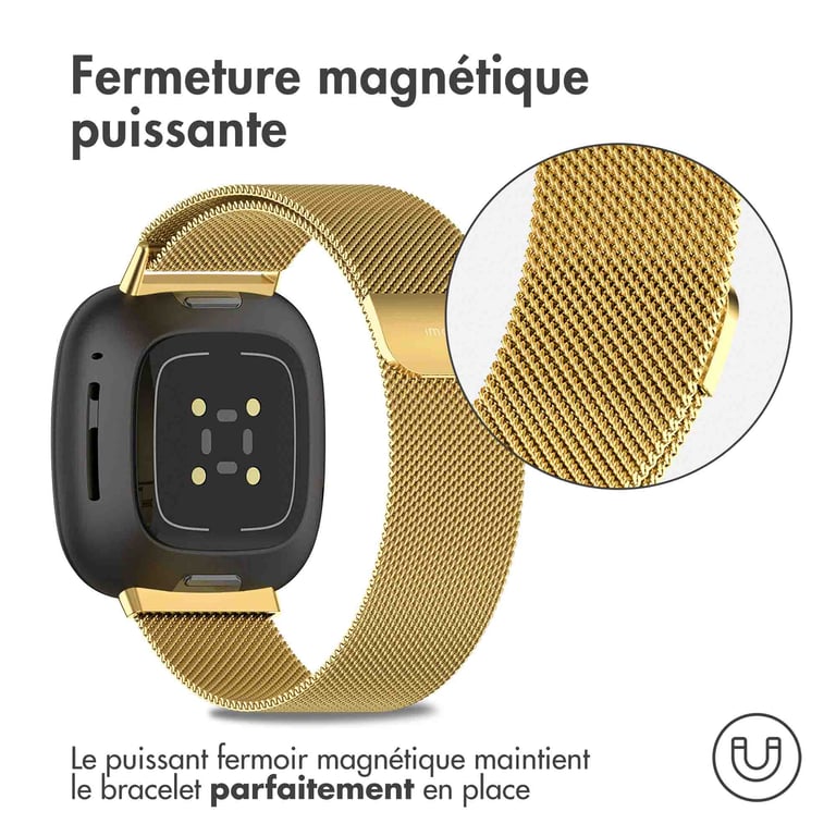 imoshion Bracelet magnétique milanais pour le Fitbit Versa 3 - Taille S - Dorée - Neuf