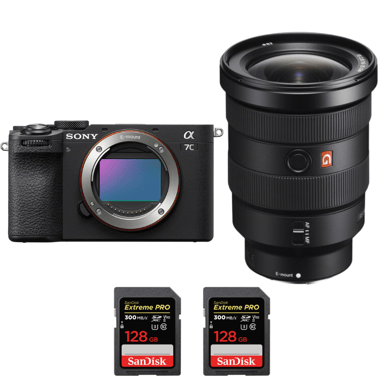 Appareil photo hybride Sony A7C II Noir + FE 16-35mm f/2.8 GM + 2 SanDisk 128GB Extreme PRO UHS-II + Ebook ''20 astuces pour des images qui claquent''