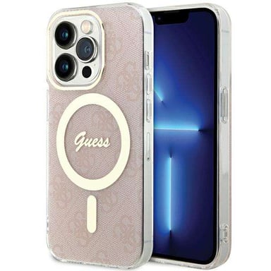 Funda Guess para iPhone 15 Pro Max 6.7'' carcasa rígida rosa IML 4G MagSafe