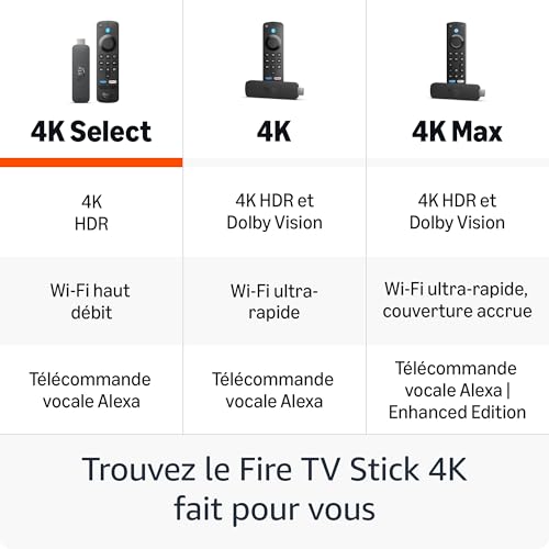 Amazon Stick TV Fire TV Stick 4K Select (2025) 8 Go HDR Wi?Fi 5 Bluetooth Alexa Noir - vue 3