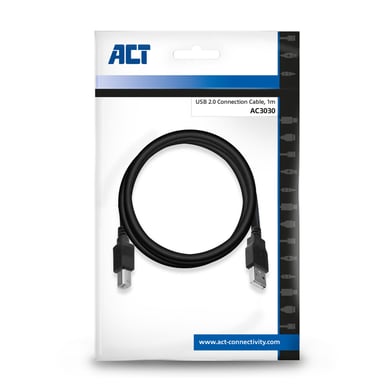 ACT AC3030 câble USB USB 2.0 1 m USB A USB B Noir