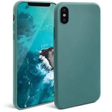 Moozy Minimalist Series Coque en silicone pour iPhone X et iPhone XS, bleu gris – Finition mate fine et souple en TPU