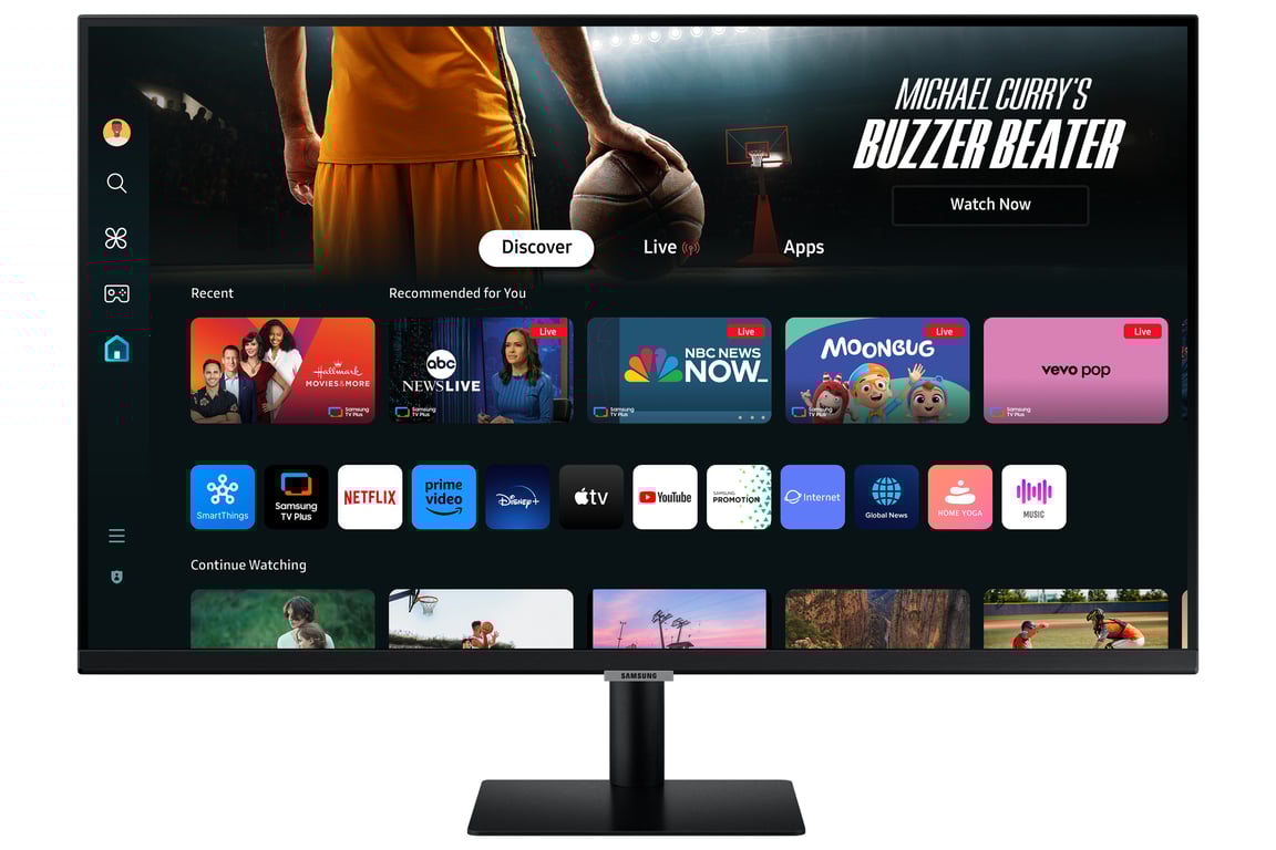 Samsung Smart Monitor M7 32'' Dalle VA UHD 4K 3840 x 2160 60Hz 4ms Inclinable 2 x HDMI 2.0 USB C 3 x USB A Smart TV Gaming Hub LS32DM702UUXEN - vue 5