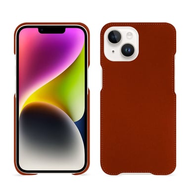 Coque cuir Apple iPhone 15 Plus -  - Orange - Cuir vegan
