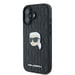 Funda Karl Lagerfeld para iPhone 16 6.1'' carcasa rígida negra Monograma Karl Head Pin
