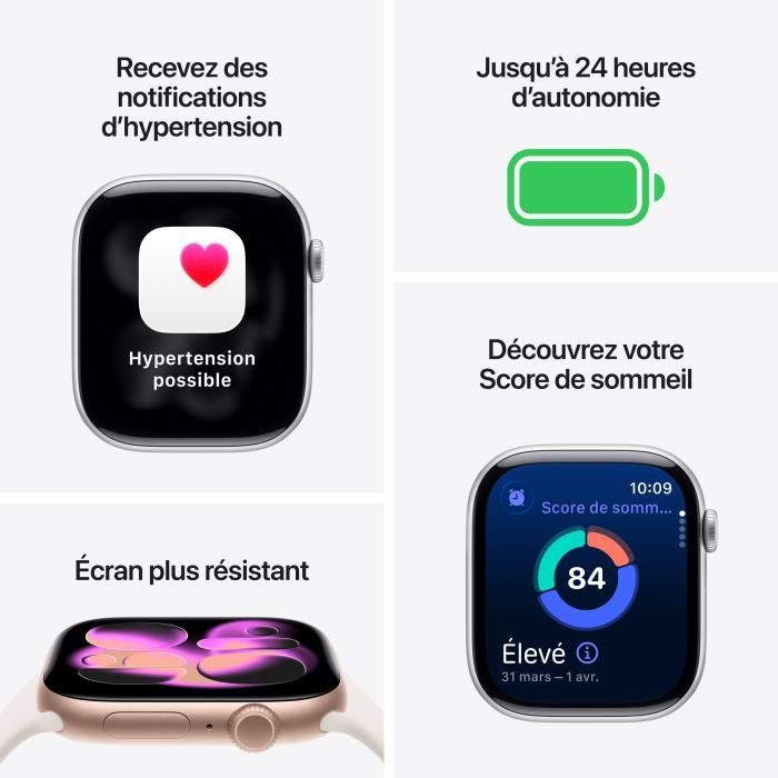 Apple Watch Series 11 OLED 42 mm Numérique 374 x 446 pixels Écran tactile 5G Titane Wifi GPS (satellite) - Neuf