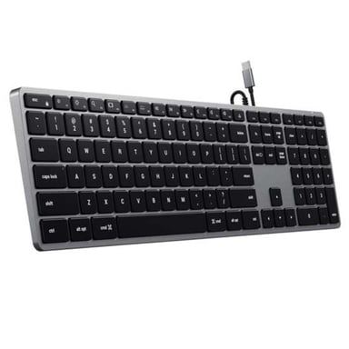 Satechi Teclado QWERTY retroiluminado USB-C Slim W3 con cable y teclado numérico Gris