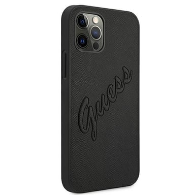 Funda Guess para iPhone 12 Pro Max 6.7'' Negro Saffiano Vintage Script