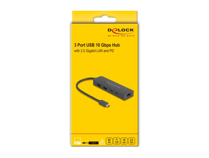 DeLOCK 10 Gbps Hub USB avec port 2 5 Gigabit LAN et PD 85 Watt Neuf - vue 2