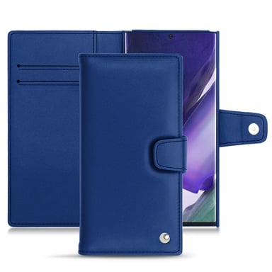 Housse cuir Samsung Galaxy Note20 Ultra - Rabat portefeuille - Bleu - Cuir lisse